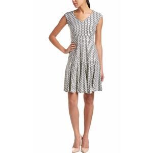 Just Taylor Dress Womens 16W Fit & Flare Honeycomb Pattern Gray & Ivory Feminine